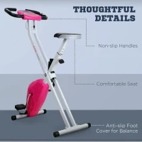 HOMCOM Vélo d'appartement cardio Fitness pliable écran LCD résistance et selle réglable rose(m-3)