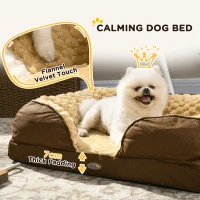 PawHut Calming Dog Bed Pet Mattress w/ Removable Cover, Anti-Slip Bottom, for Small Dogs, 70L x 50W x 18Hcm - Brown(m-6)