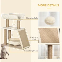 PawHut Cat Tree Tower, with Scratching Posts, Pad, Bed, Perch, Toy Ball - Light Brown(m-6)