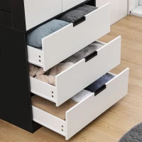 HOMCOM 2 Door Wardrobe, Modern Wardrobe with 3 Drawers and Hanging Rod for Bedroom, Black(m-7)