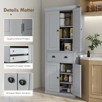 HOMCOM Freestanding Multi-Storage Kitchen Cabinet - Grey(m-7)