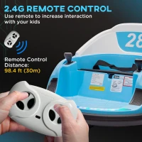 AIYAPLAY 360° Rotation Kids Bumper Car, 12V Waltz Car with Remote Control, Dual Joystick, Music, Lights, Light Blue(m-6)