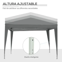 Outsunny Carpa Plegable Pop-up 3x3 m con 4 Paredes Laterales Anti-UV y Bolsa de Transporte Gris(m-9)