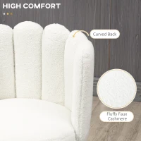 HOMCOM Bar Stools Set of 2, Faux Cashmere Upholstered Breakfast Bar Chairs, Modern Kitchen Stools with Backs, Footrest and Steel Base, Cream(m-5)