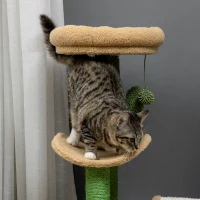 PawHut 72cm Cat Tree, with Top Bed, Curved Pad, Sisal Scratching Post - Beige & Green(m-7)