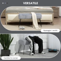 HOMCOM Panca Fondo Letto Imbottita in Peluche, Legno e Metallo, 82x30x47 cm, Grigia e Nera(m-7)