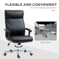 Vinsetto Massage Office Chair, PU Desk Chair with 6 Point Massage, High Back Computer Chair with Metal Legs, Thick Seat, Remote Control and Adjustable Height, Black(m-7)