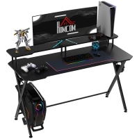 HOMCOM MDF 2-Tier Office Desk Black