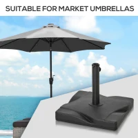 Outsunny 20kg Square Parasol Base Outdoor Garden Cement Umbrella Weight Stand Holder, Fits Φ32mm,Φ38mm,Φ48mm Pole - Black(m-6)