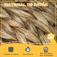 PawHut Cama para Gatos de Mimbre Cueva para Gatos Desmontable con Cojín Extraíble 40x37x51 cm Marrón Oscuro y Beige(m-5)