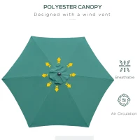 Outsunny 2.6M Garden Parasol Umbrella with Tilt and Crank, Outdoor Sun Parasol Sunshade Shelter with Aluminium Frame, Green(m-6)