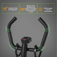 HOMCOM Stepper Professionale con Manubrio e Corde in Acciaio per Allenamento a Casa, 40 x 40 x 118cm, Nero(m-5)