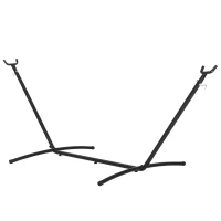 Outsunny Support Pied de hamac Structure Robuste métal époxy Noir Hauteur réglable 6 Niveaux dim. 2,80L x 1,17l x 1,10H m(m-10)