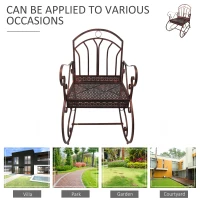 Outsunny Metal Single Chair 1 Seater Garden Outdoor Rocking Chair Vintage Style Bronze(m-6)