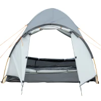 Outsunny Tente de camping 3-4 personnes imperméable fenêtres à mailles double couche portable 350 x 150 x 128 cm gris(m-10)