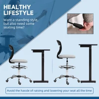 Vinsetto 68-88cm Draughtsman Office Chair, with Wheels - Light Grey(m-4)