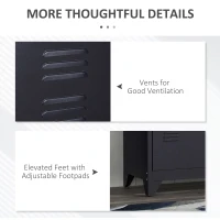 HOMCOM Steel TV Stand Cabinet, Industrial TV Unit for TVs up to 50", TV Table with 2 Doors, Adjustable Shelf and 4 Cable Holes for Living Room, Black(m-8)