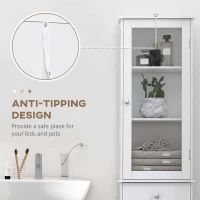 kleankin Bathroom Storage Cabinet with 3-tier Shelf Drawer Door, Floor Cabinet Free Standing Tall Slim Side Organizer Shelves, White(m-7)