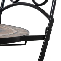 Outsunny Set Mobili da Giardino 3 Pezzi con 2 Sedie Pieghevoli e Tavolo da Caffè in Ceramica e Metallo, Nero(m-7)