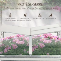 Outsunny Jardinière lit surélevé double toit ouvrable panneaux polycarbonate 126 x 107 x 57,5/67,5 cm(m-5)