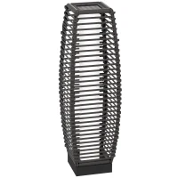 Outsunny Rattan Solar Floor Lamp, 68cm Tall Outdoor Garden Lantern Pathway Light & Decorative Lighting with Auto On/Off LED Lights, IP44, for Porch, Yard, Courtyard, Deck, Grey(m-1)