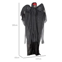 HOMCOM 6.3" Grim Reaper Halloween Animatronic, with Glowing Eyes(m-3)