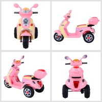 HOMCOM® Scooter électrique pour Enfant 3 Ans 6 V Métal + polypropylène 108 x 51 x 75 cm Rose/Blanc(m-8)