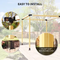 Outsunny Pergola Kit, DIY Pergola Brackets with 3-Way Pergola Corner Brackets and Post Base for 4" x 4" (Actual 3.6" x 3.6") Lumber, 8 PCS Includes Screws(m-5)
