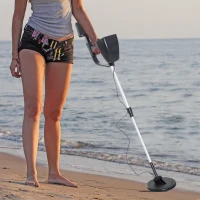 Outsunny Adjustable DISC Metal Detector Underground Gold Coin Digger Searcher Lightweight Treasure Jewelry Hunter with Waterproof Search Coil(m-10)