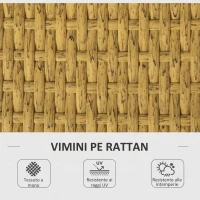 Outsunny Salotto da Giardino in Rattan PE con Chaise Longue, Divano 2 Posti e Tavolino, Crema(m-4)