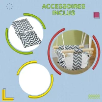 AIYAPLAY Balançoire pour bébé siège bébé balançoire avec barre de sécurité et corde réglable de 110 à 180 cm en tissu bleu(m-8)