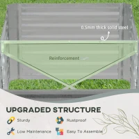 Outsunny Raised Beds for Garden, Galvanised Steel Outdoor Planters with Multi-reinforced Rods, 180 x 90 x 59 cm, Light Grey(m-5)