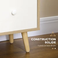 HOMCOM Meuble TV pour télévision jusqu'à 45 pouces pieds en bois massif style scandinave 3 niches 1 placard 120 x 30 x 60 cm(m-7)