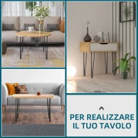 HOMCOM Gambe per Tavoli Set 4 Pezzi in Acciaio Preforato con 20 Viti Incluse, 12x12x71 cm, Nero(m-7)