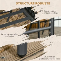 Outsunny Lot de 2 fauteuils chaises de jardin 2 places et métal et corde PE avec coussins, noir et gris foncé(m-7)