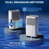 HOMCOM 12L/Day Dehumidifier with Continuous Drainage, 2.5L Water Tank, 24H Timer, Humidity Display, for Home Damp, Condensation, Mould and Laundry Drying, White(m-5)