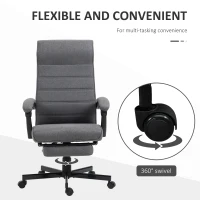 Vinsetto Office Chair, Computer Desk Chair, Fabric Swivel Chair with Adjustable Height and Rolling Wheels for Home Office Work Study, Grey(m-6)