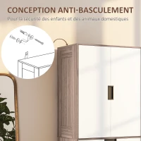 HOMCOM Armoire 2 portes, armoire moderne avec 3 tiroirs et tringle de suspension pour chambre à coucher, marron(m-6)