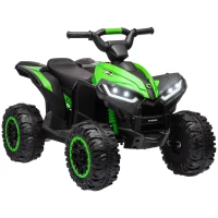 HOMCOM 12V Ride-On Quad Bike, with Music, Horn, LED Lights, for Ages 3-5 Years, Green(m-10)