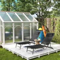 Outsunny Set of Two Adjustable Back Sun Loungers - Black(m-8)