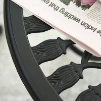 Outsunny Three-Piece Aluminium Floral Bistro Garden Set - Black(m-8)