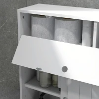 kleankin Meuble de rangement toilette salle de bain avec rangement papier toilette sur roulettes - 52 x 17 x 67 cm blanc(m-9)