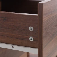 HOMCOM Bureau avec rangement, table informatique 120 x 50 cm, bureau d'ordinateur avec étagères et tiroirs, pour petits espaces, chambre à coucher, aspect noyer(m-9)