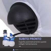 HOMCOM Pupazzi di Neve Gonfiabili da Esterno 120cm, Luminosi, Decorazione Natalizia Impermeabile con Picchetti e Corde, Bianco Blu(m-6)