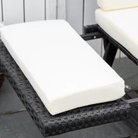 Outsunny Canapé lit de jardin extensible 3 places grand confort 4 coussins crème inclus résine tressée imitation rotin noir(m-8)