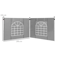 Outsunny Gazebo Side Panels, 2 Pack Sides Replacement, for 3x3(m) or 3x6m Pop Up Gazebo, with Windows and Doors, Light Grey(m-3)