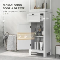 HOMCOM Tall Bathroom Cabinet, Slim Bathroom Storage Cabinet with 2 Open Shelves, Soft Close Door and Drawer, Adjustable Shelf, Narrow Cupboard Storage Unit, White(m-6)