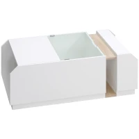 HOMCOM Tavolino da Salotto Moderno con Ripiani e Scomparti Nascosti in Legno e Vetro, 100x55x36cm(m-10)