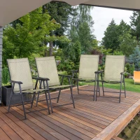 Outsunny Set of Four Folding Garden Chairs - Beige(m-10)