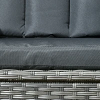 Outsunny Seven-Piece Rattan Dining Table, with Round Glass-Top Table - Mixed Grey(m-9)